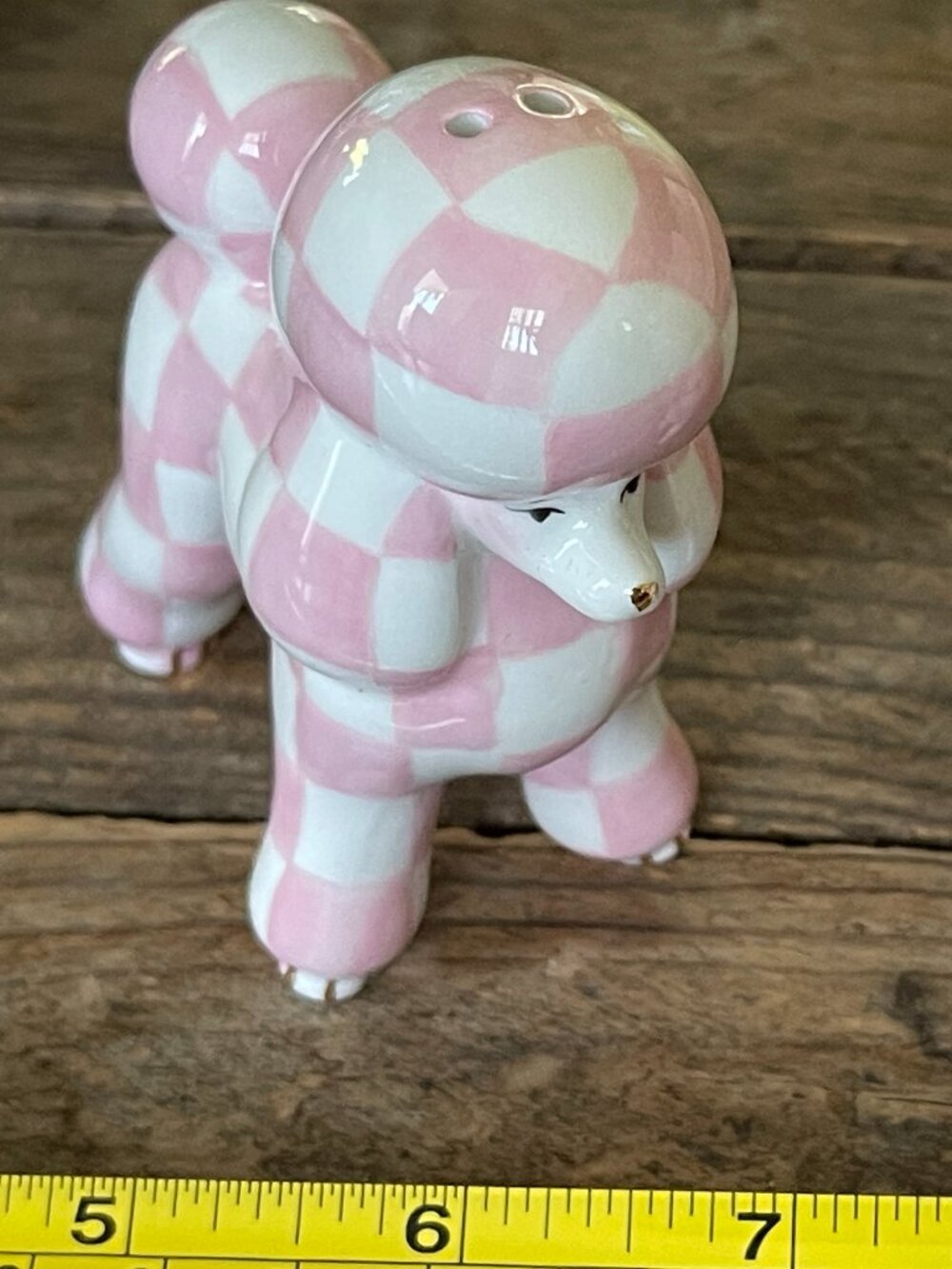 MacKenzie-Childs Rosy Check Poodle Salt Pepper Set-NEW-Theme: pink poodle parlor - Picture 14 of 14